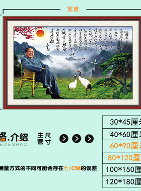 毛泽东像墙画伟人海报毛爷爷客厅中堂画名人挂像贴画壁纸自粘纸画