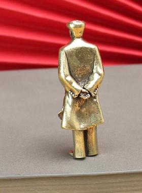 铜器复古黄铜主席精品铜雕伟人像汽车家居纯铜摆件工艺收藏品