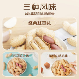 【三只松鼠_蒜香花生500g】休闲炒货花生带壳新鲜下酒菜零食小吃