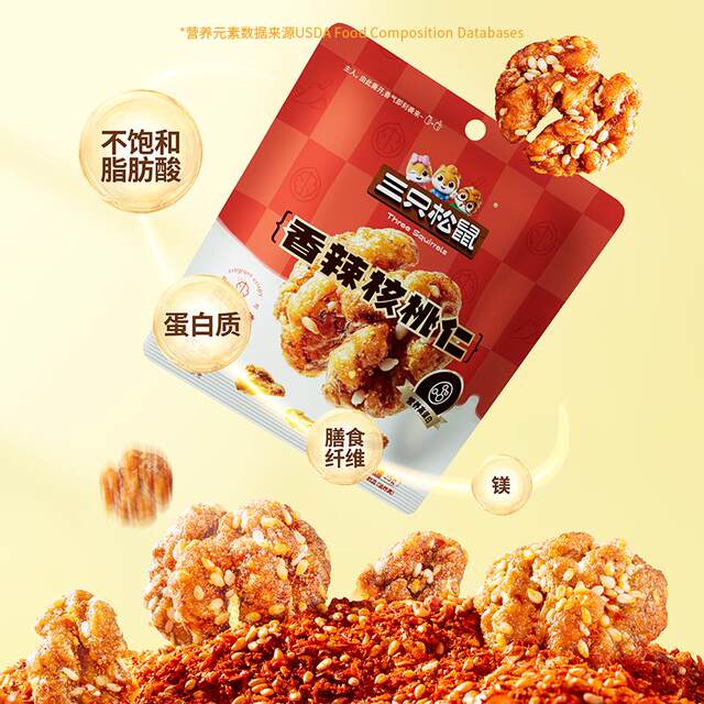 Three Squirrels_Spicy walnut kernels 25g large