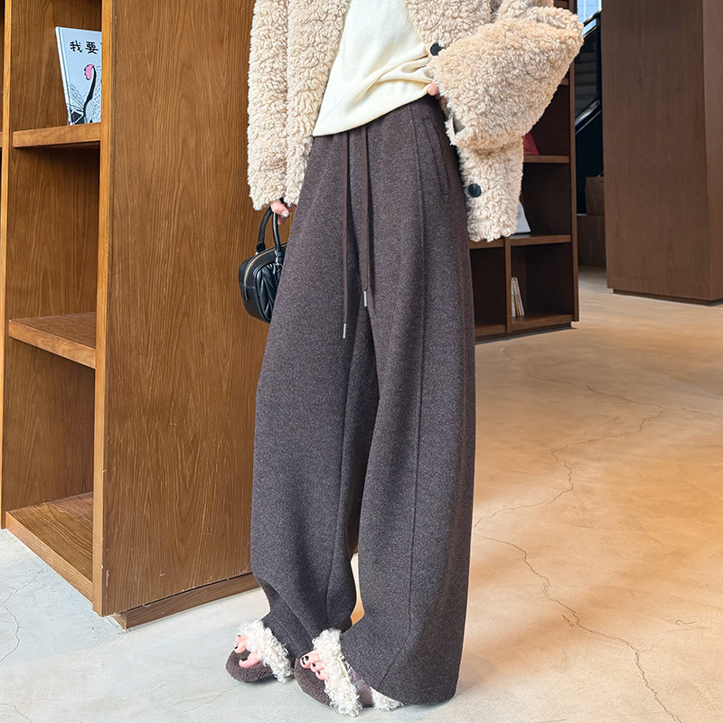 米白色含澳洲羊毛阔腿裤女毛呢香蕉弯刀加绒加厚休闲垂感糯米裤子,淘宝优惠券,粉丝福利购,淘宝优惠卷