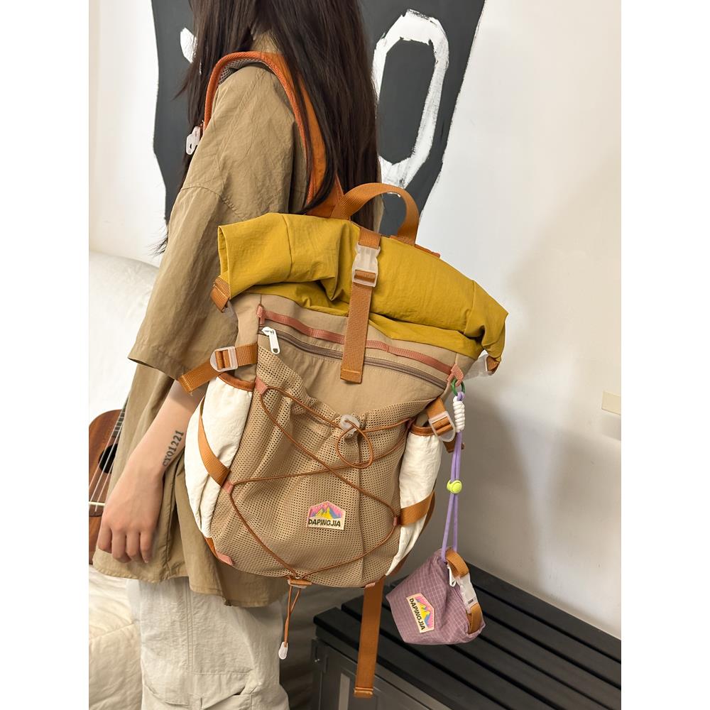 户外轻便双肩包高颜值徒步登山包多巴胺书包女大学生旅行电脑背包 - 图0