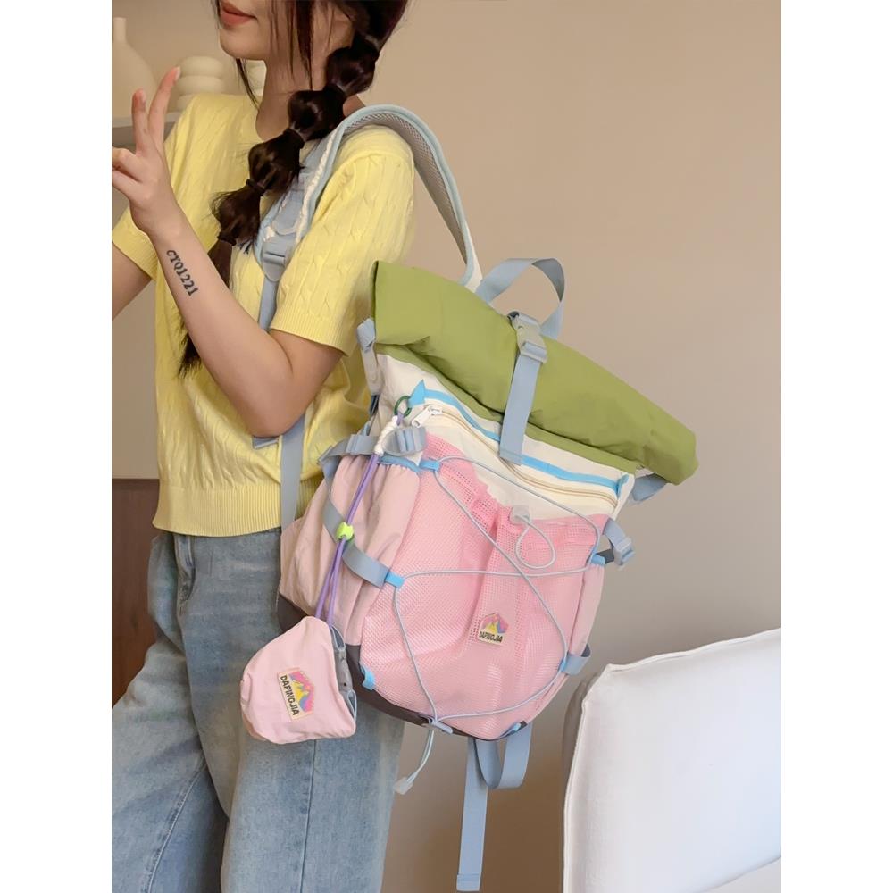 户外轻便双肩包高颜值徒步登山包多巴胺书包女大学生旅行电脑背包 - 图1