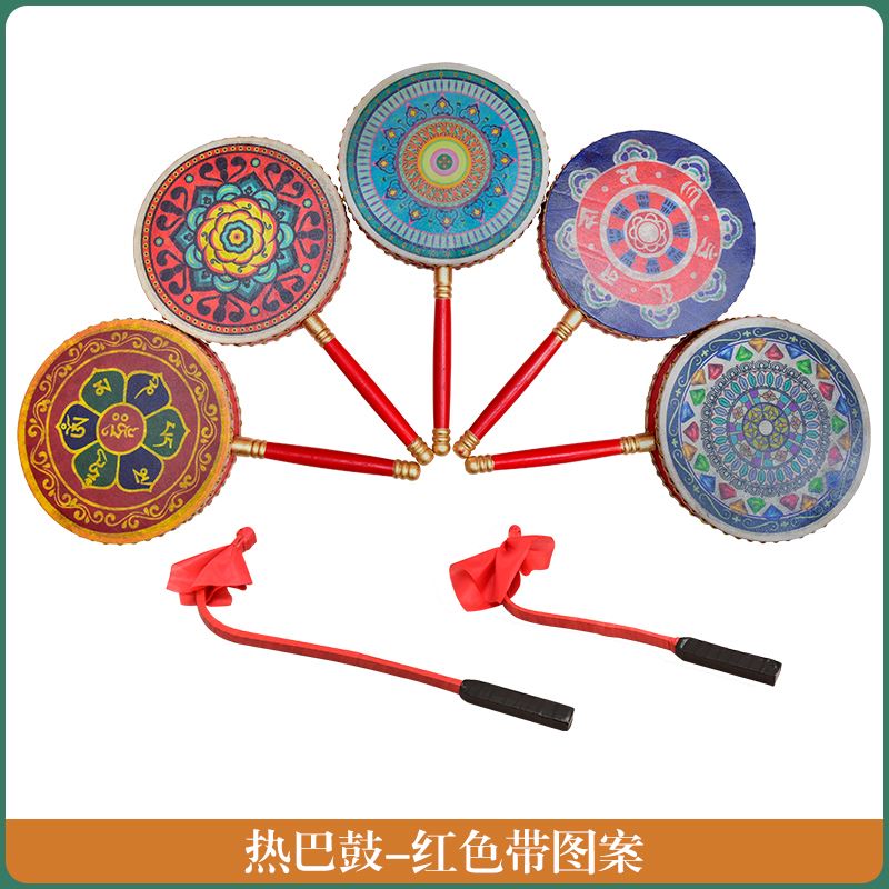 藏族热巴鼓牛皮鼓扇子鼓成人儿童演出舞蹈专用神鼓太平女儿鼓道具 - 图2
