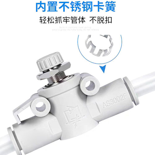 SMC型管道节流阀气动快插气管快速接头隔板式调速阀AS1002F 2002F - 图3