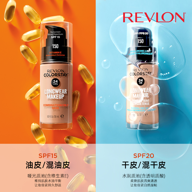 revlon露华浓24小时粉底液持久不脱色不脱妆控油保湿BB霜遮瑕强 - 图0