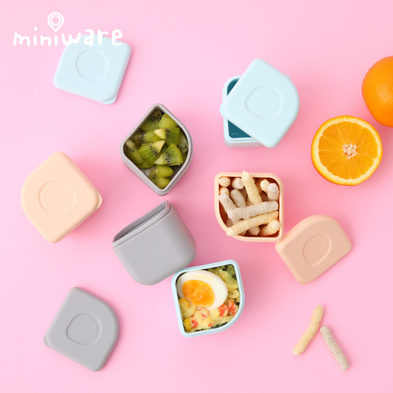 美国miniware宝宝硅胶辅食盒儿童家用外出密封盒防摔餐具食物盒子 - 图1