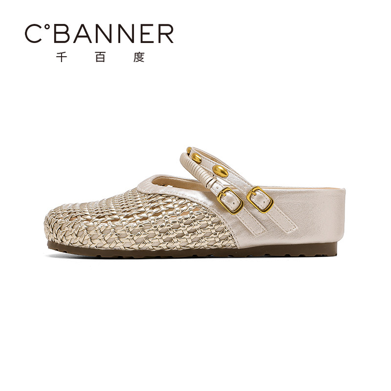 千百度时尚勃肯凉鞋女2025夏季新款外穿百搭编织镂空厚底包头拖鞋,淘宝优惠券,粉丝福利购,淘宝优惠卷