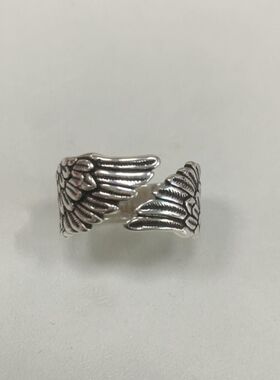 新款凤羽戒指开口男女手工复古做旧韩版时尚霸气指环饰品