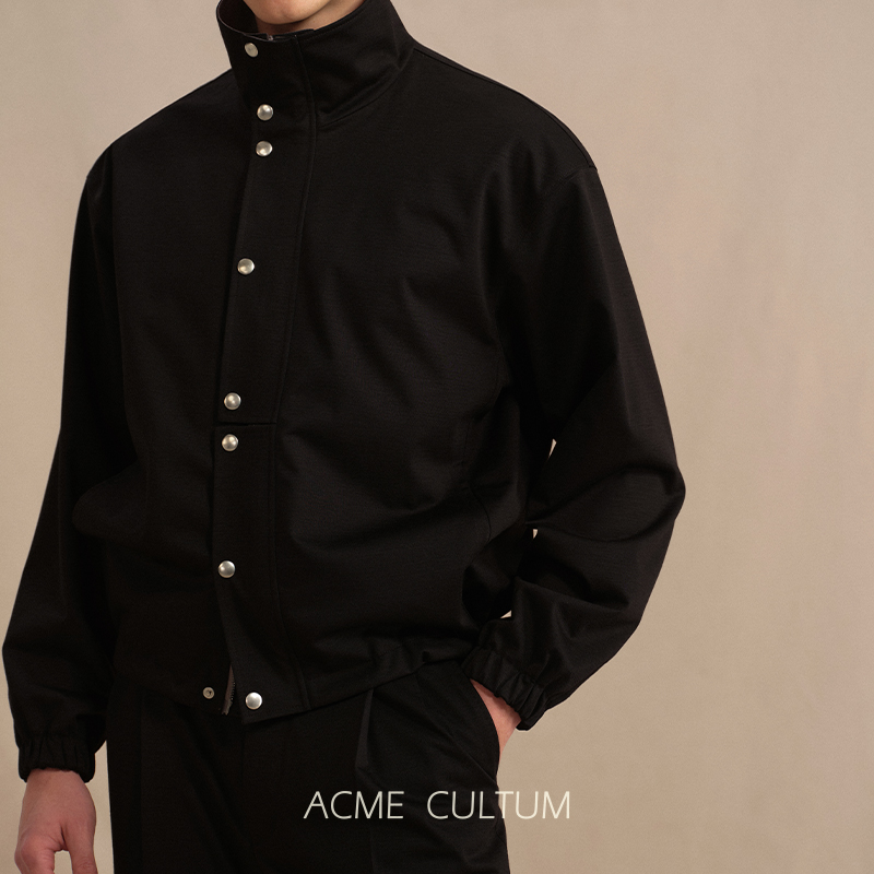 Acme cultum美利奴羊毛易打理立领短款弹力运动夹克男针织外套 - 图1