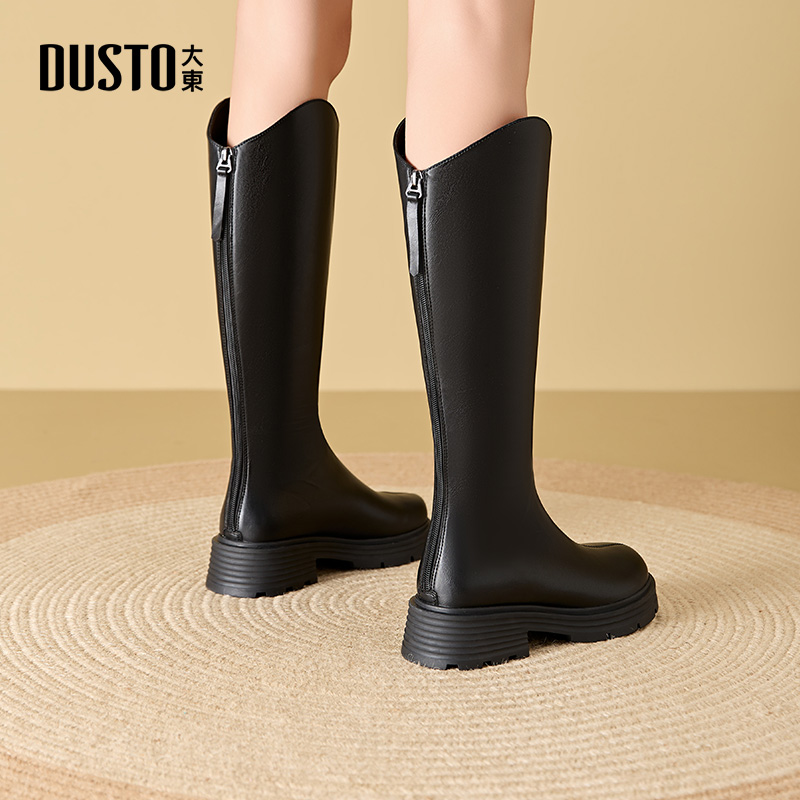 大东骑士靴女款长筒靴子女2025冬季新款厚底女靴英伦风长靴高筒靴 - 图2