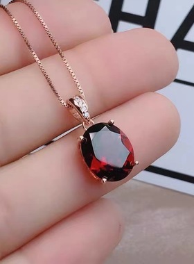 新款简约气质百搭锁骨项链红色锆