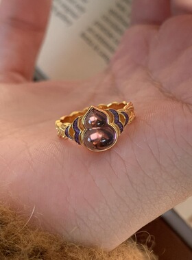 新款珐琅葫芦紫色叠戴蛇形葫芦戒