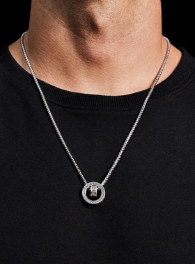 新款六字真言双环项链复古做旧男