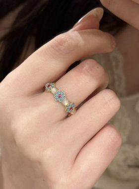 925镀银新款珐琅青花瓷戒指2025