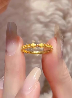 新款新中式拉丝蝴蝶结戒指女甜美