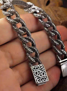 新款做旧手链男士吉祥纹插销款复