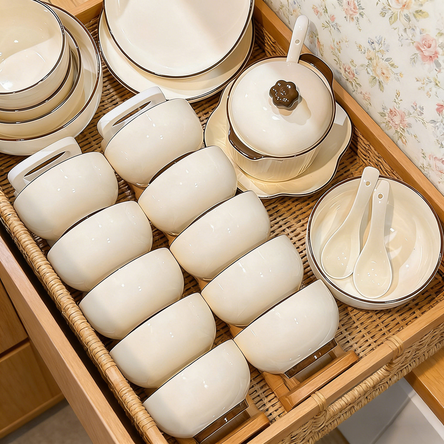 釉下彩深盘7寸8寸陶瓷盘子菜盘家用2026新款碗碟餐具汤盘好看碟子