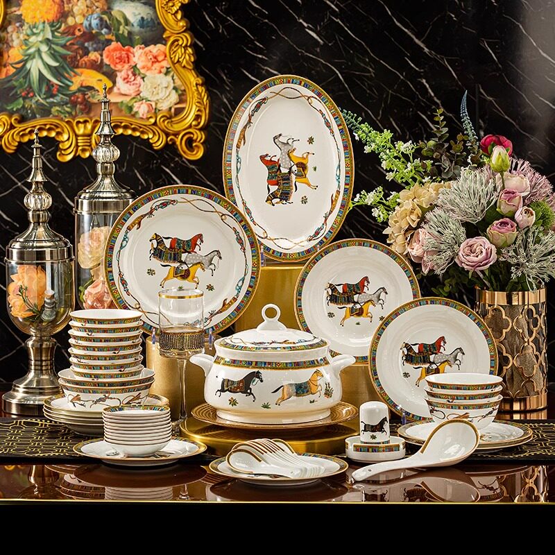 景德镇陶瓷饭碗家用2026新款高颜值碗碟套装餐具米饭碗轻奢高级感