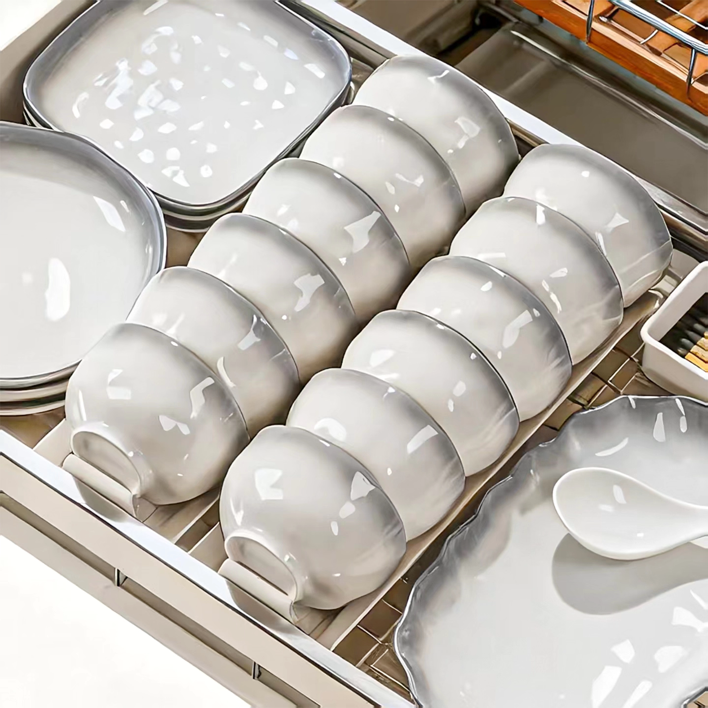 釉下彩陶瓷餐具米饭碗家用2025新款吃饭碗好看的小碗盘子餐具套装