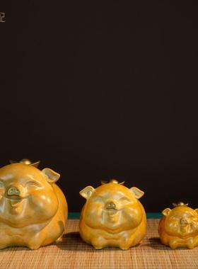 招财进宝诸事顺利铜摆件元宝猪家居装饰品客厅玄关办公室乔迁新居