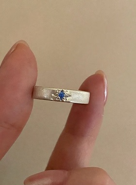 合金海蓝色十字架拉戒指/指环