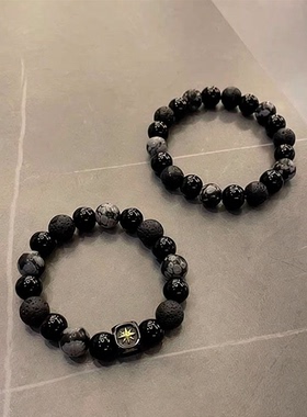 混合材质黑色串珠男士手链手链