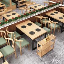 Customize a pot of small hot pot table induction cookers integrated commercial self-service combined marble round table and chairs restaurant One person