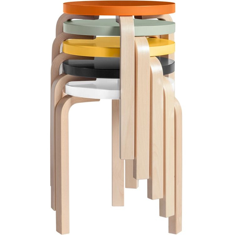 芬兰进口 Artek Stool 60经典款桦木实木三脚餐椅圆凳多用途椅凳-图3