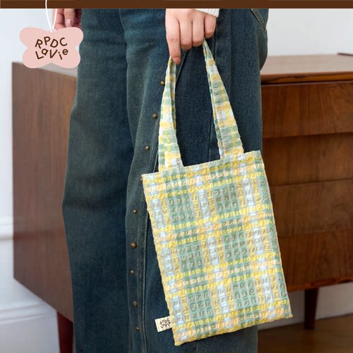 RPDCLaVie「格子口袋」手拎小布袋手提袋简约便携休闲小包 - 图0