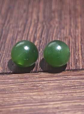 在售碧玉籽料8mm圆珠散珠冰种阳绿天然皮色新疆和田玉单珠配饰珠