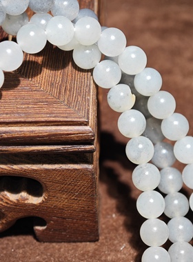 正宗新疆和田玉籽料青花6mm圆珠108洒金皮点墨意境天然玉石保真