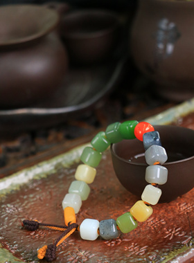 天然和田玉多宝手串随形直切珠子手串简约个性男女款高档珠宝手链