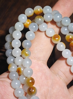 现货84g籽料青花8mm洒金皮圆珠佛珠手链108颗珠链男女新疆和田玉