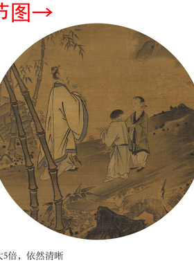 宋马远《竹鹤图》中式花鸟茶室禅意客厅书房直播高清卷挂轴字画