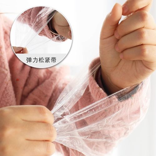 一次性袖套透明加厚防水防油秋冬羽绒服专用护袖塑料成人女手套袖 - 图0