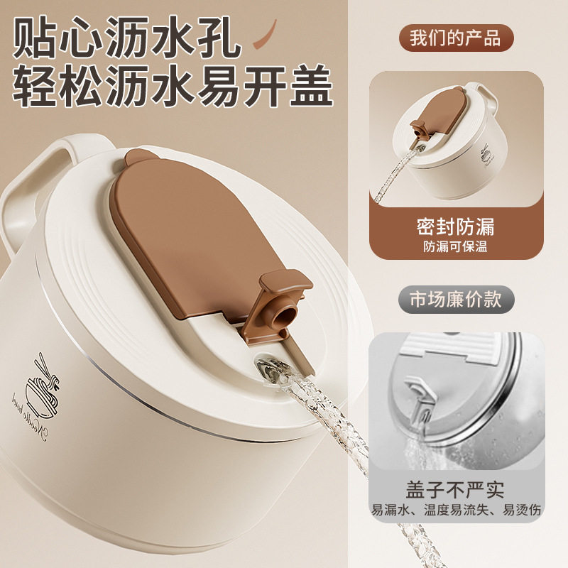 304不锈钢泡面碗带盖一人食保温饭盒学生方便面碗餐具套装带沥水,淘宝优惠券,粉丝福利购,淘宝优惠卷