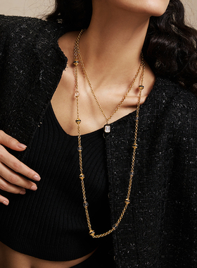 【LUNA和胖弟】RC RetroChic意大利复古时尚罗马棕色白色盾牌长链