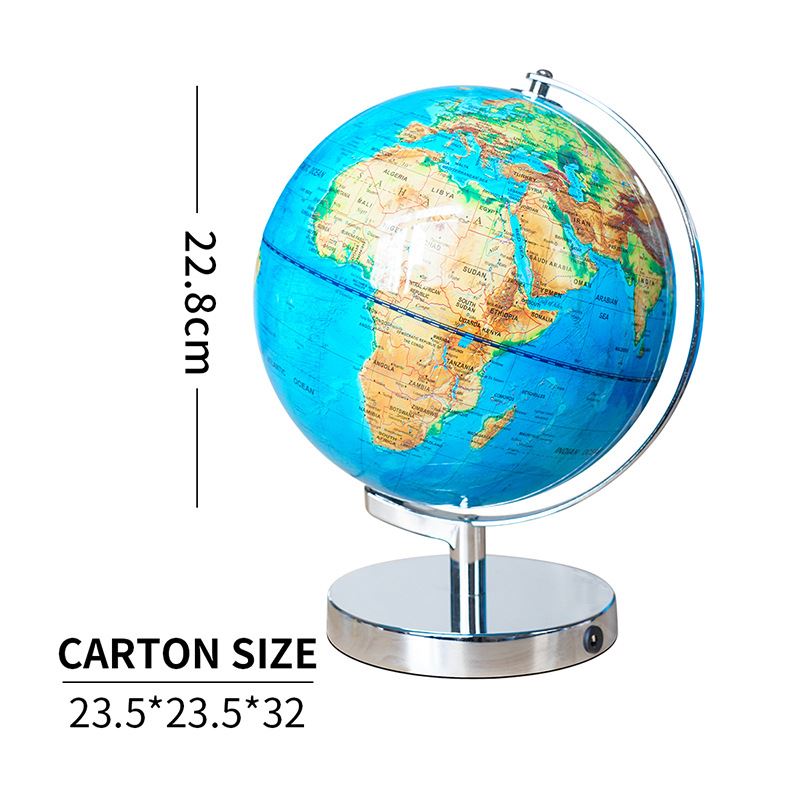 源头工厂白洛金属高清地球仪 22.8英文版教学地球仪客厅摆件-图2