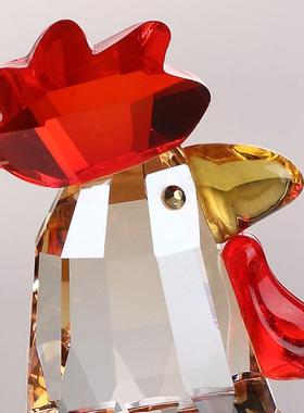 水晶公鸡摆件十二生肖吉祥物办公室桌面装饰品现代简约酒柜小摆件