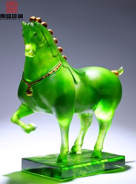 非遗琉璃唐马生肖马摆件吉祥物酒柜玄关客厅创意办公室桌面装饰品