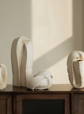 精选栗石侘寂风创意艺术几何陶瓷花器中古风民宿客厅玄关干花插花