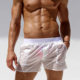 Sexy transparent shorts for men, beach shorts without lining, personalized and tempting transparent swimming trunks, breathable, thin, fashionable nightclub