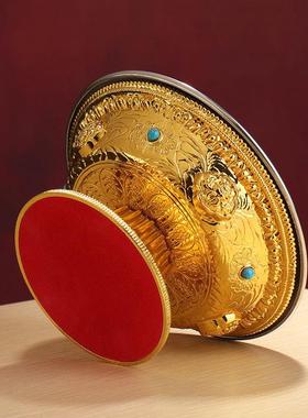 护法杯八吉祥双层不锈钢内胆高脚镶宝石镀金工艺家居用品桌面摆件