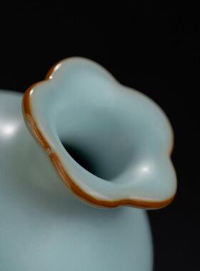 青澹汝窑石榴尊景德镇小花瓶摆件陶瓷彷古瓷器手工汝瓷家居装饰品