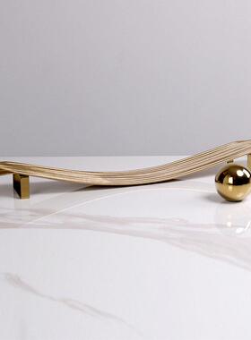 现代无障碍豪华金属创意长条形托盘售楼处样板间餐厅客厅软装储物