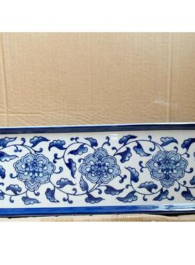 陶瓷摆件工艺品新中式家居长方形盘托盘毛巾盘甜品盘青花瓷盘碟