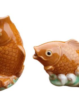 中式鲤鱼陶瓷饰品园林庭院假山盆景花园鱼塘家居地板装饰配件