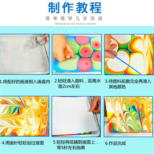 水拓画套装水括画水影画工具材料儿童颜料初学安全画画拓印湿拓画 - 图2