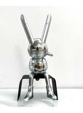 现代简约网红太空月光兔卡通潮玩公仔软装摆件样板房儿童房雕塑